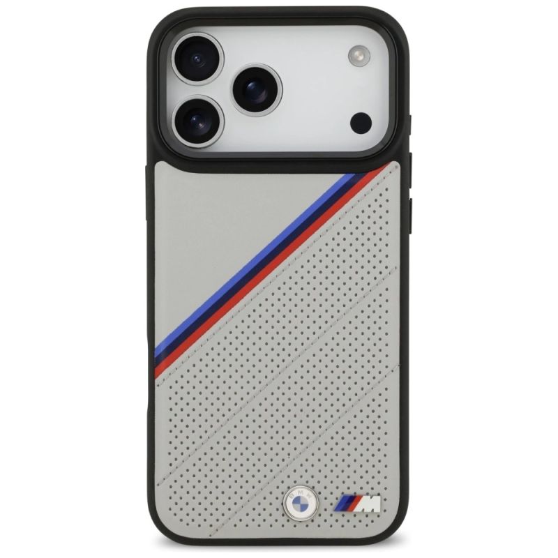 Etui BMW M Tricolor Metal Logo MagSafe do iPhone 17 Pro Max - szare - obrazek 3