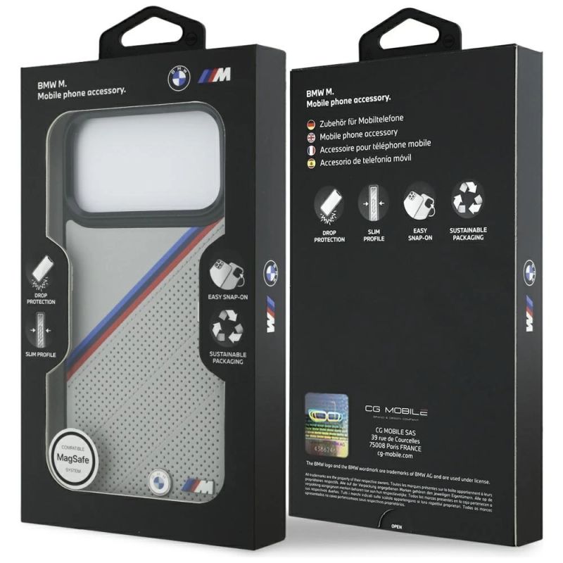 Etui BMW M Tricolor Metal Logo MagSafe do iPhone 17 Pro Max - szare - obrazek 8