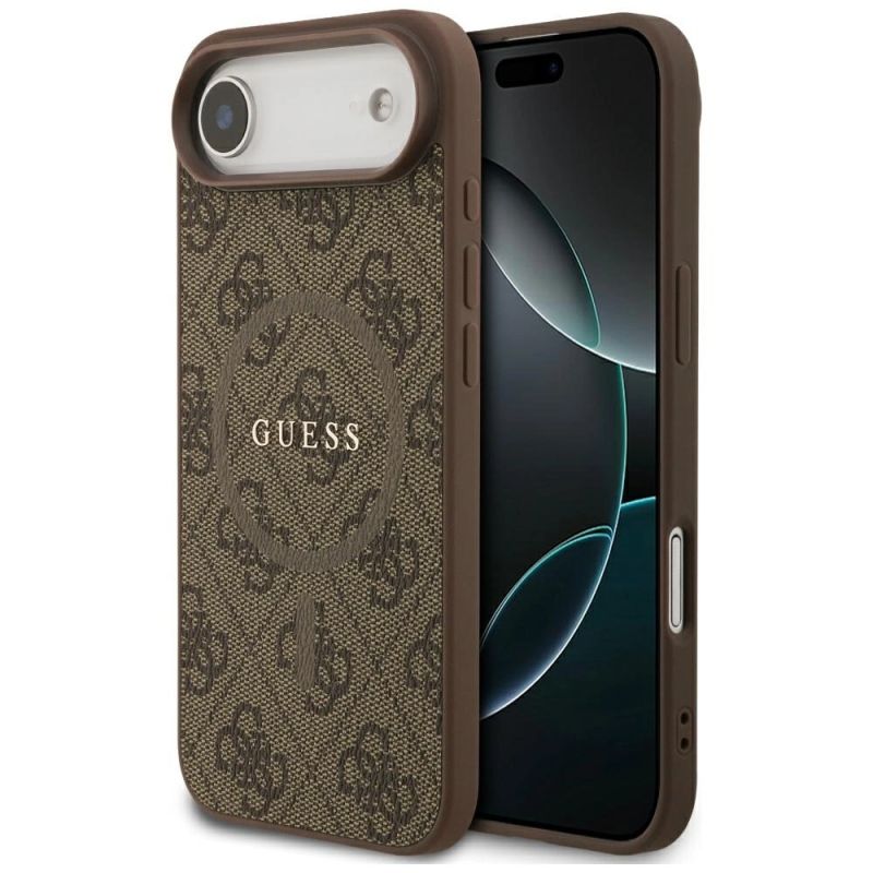Etui Guess 4G Ring Classic Logo MagSafe na iPhone 17 Air - brązowe