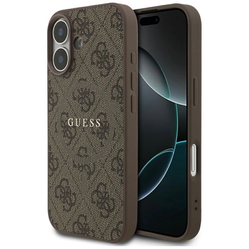 Etui Guess 4G Ring Classic Logo MagSafe na iPhone 17 - brązowe