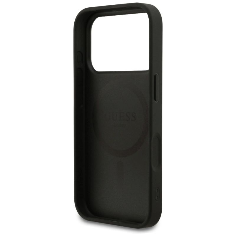 Etui Guess Grained Ring MagSafe do iPhone 17 Pro - czarne - obrazek 7