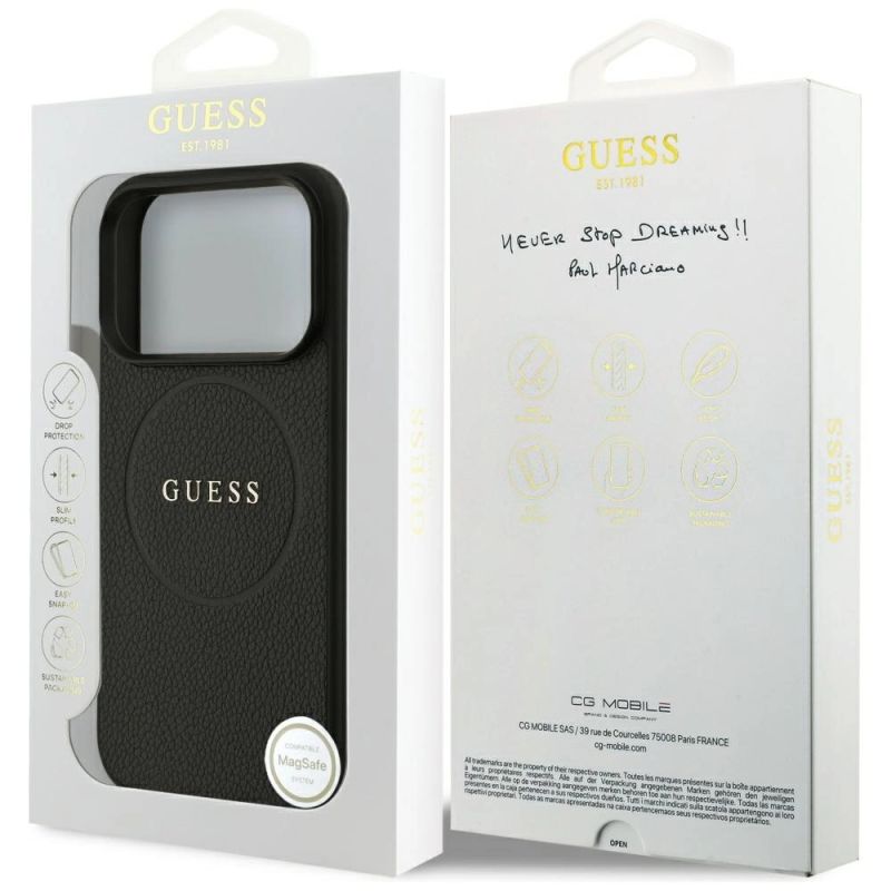 Etui Guess Grained Ring MagSafe do iPhone 17 Pro - czarne - obrazek 8
