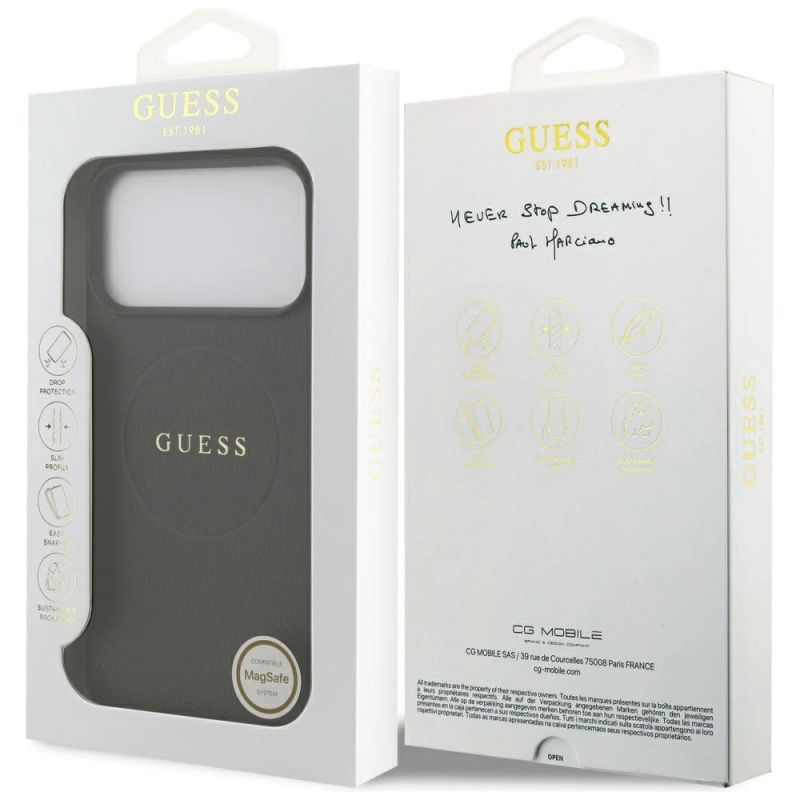 Etui Guess Grained Ring MagSafe do iPhone 17 Pro Max - czarne - obrazek 8