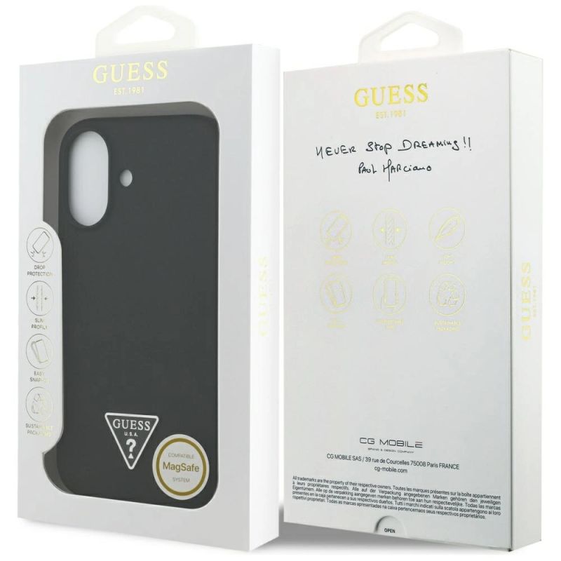 Etui Guess Silicone Triangle Logo MagSafe do iPhone 17 - czarne - obrazek 8