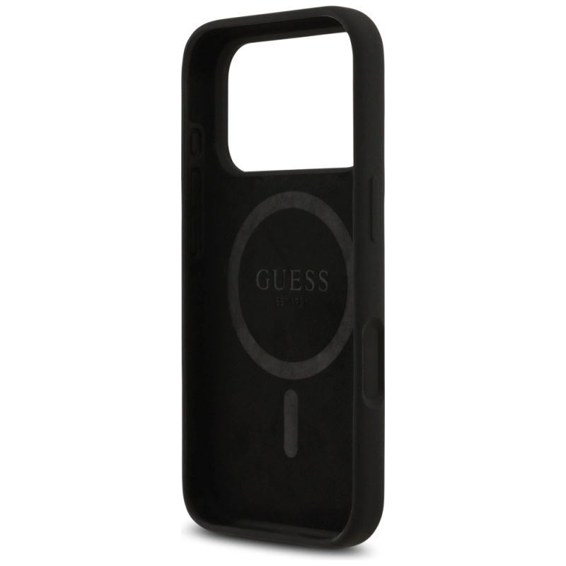 Etui Guess Silicone Triangle Logo MagSafe do iPhone 17 Pro - czarne - obrazek 7