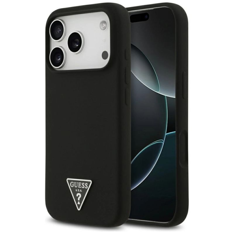 Etui Guess Silicone Triangle Logo MagSafe do iPhone 17 Pro Max - czarne