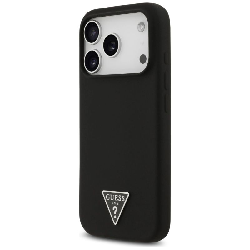 Etui Guess Silicone Triangle Logo MagSafe do iPhone 17 Pro Max - czarne - obrazek 2