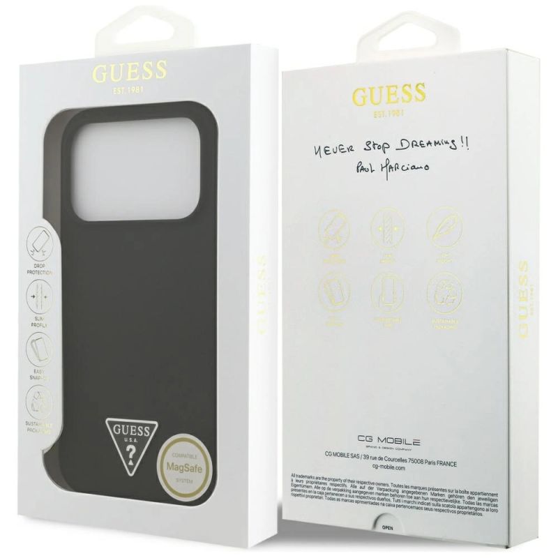 Etui Guess Silicone Triangle Logo MagSafe do iPhone 17 Pro Max - czarne - obrazek 8