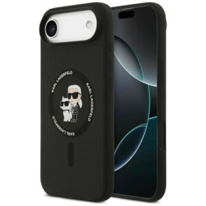 Etui Karl Lagerfeld Silicone Karl&Choupette Ring MagSafe do iPhone 17 Air - czarne