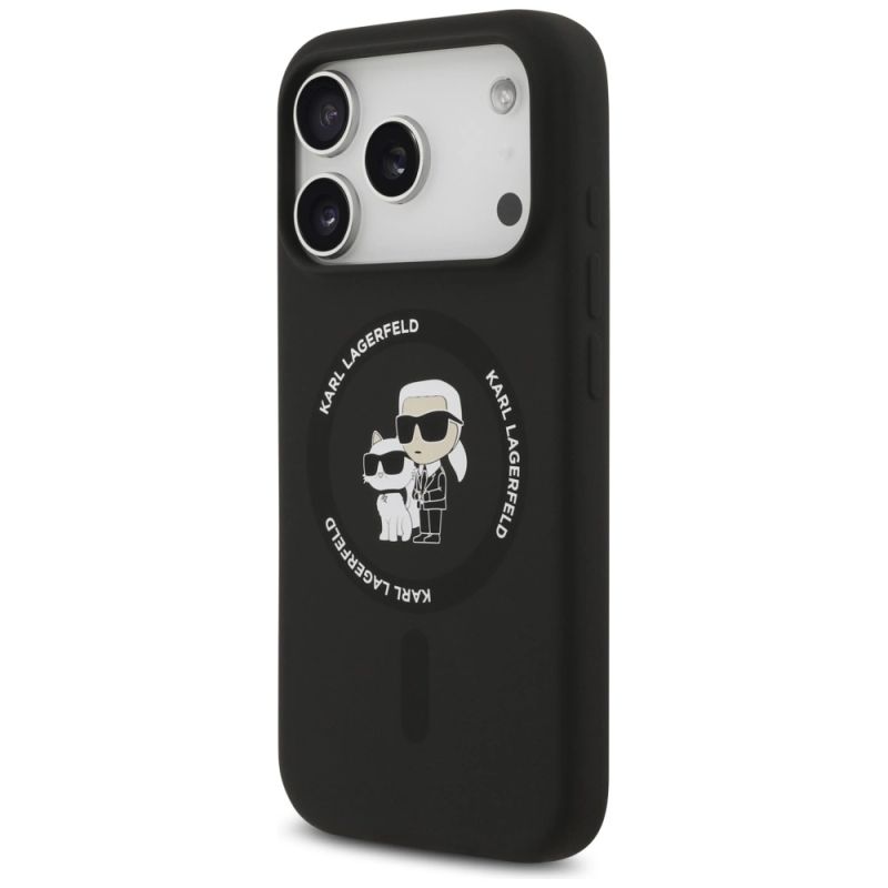 Etui Karl Lagerfeld Silicone Karl&Choupette Ring MagSafe do iPhone 17 Pro Max - czarne - obrazek 2
