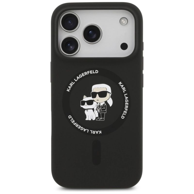 Etui Karl Lagerfeld Silicone Karl&Choupette Ring MagSafe do iPhone 17 Pro Max - czarne - obrazek 3