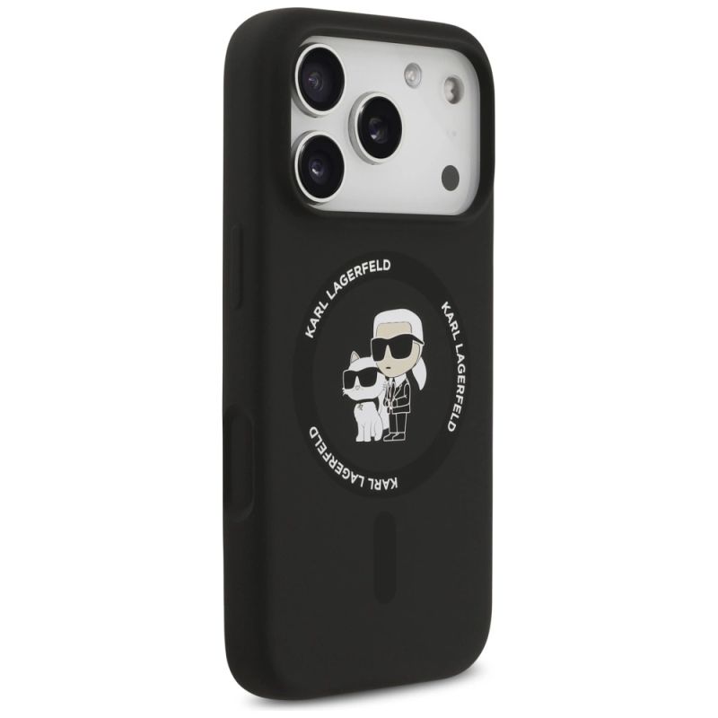 Etui Karl Lagerfeld Silicone Karl&Choupette Ring MagSafe do iPhone 17 Pro Max - czarne - obrazek 4