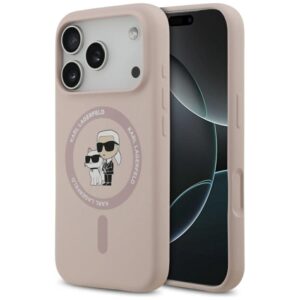 Etui Karl Lagerfeld Silicone Karl&Choupette Ring MagSafe do iPhone 17 Pro - różowe