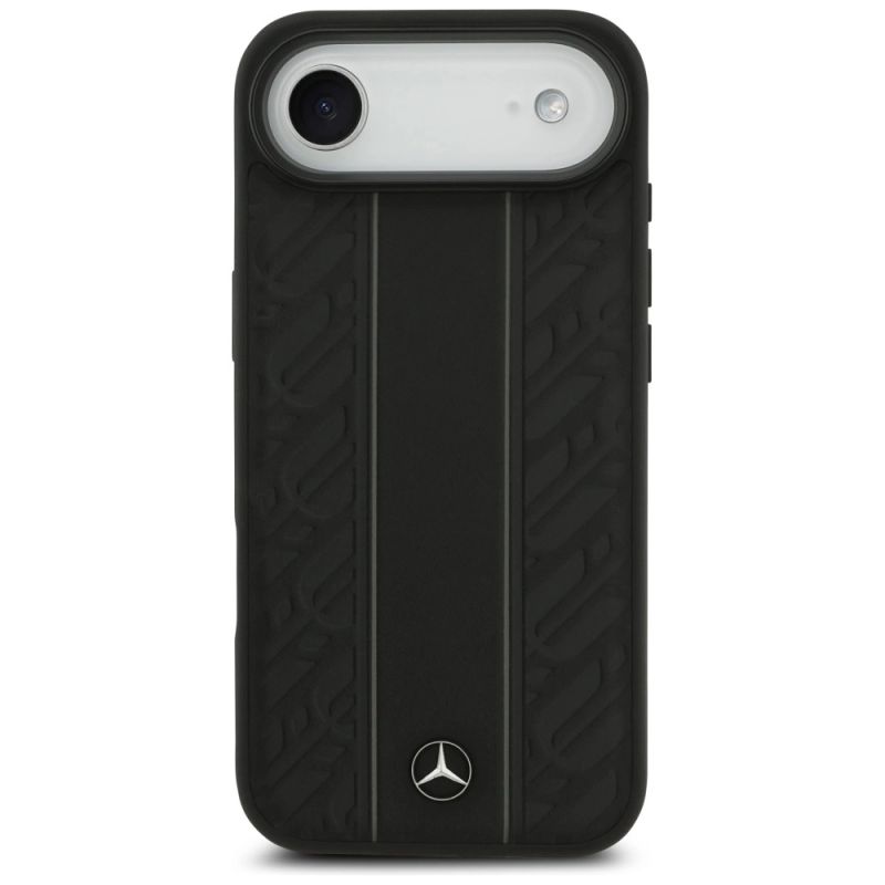 Etui Mercedes Leather Laurel Leaves Stripes MagSafe do iPhone 17 Air - czarne - obrazek 3
