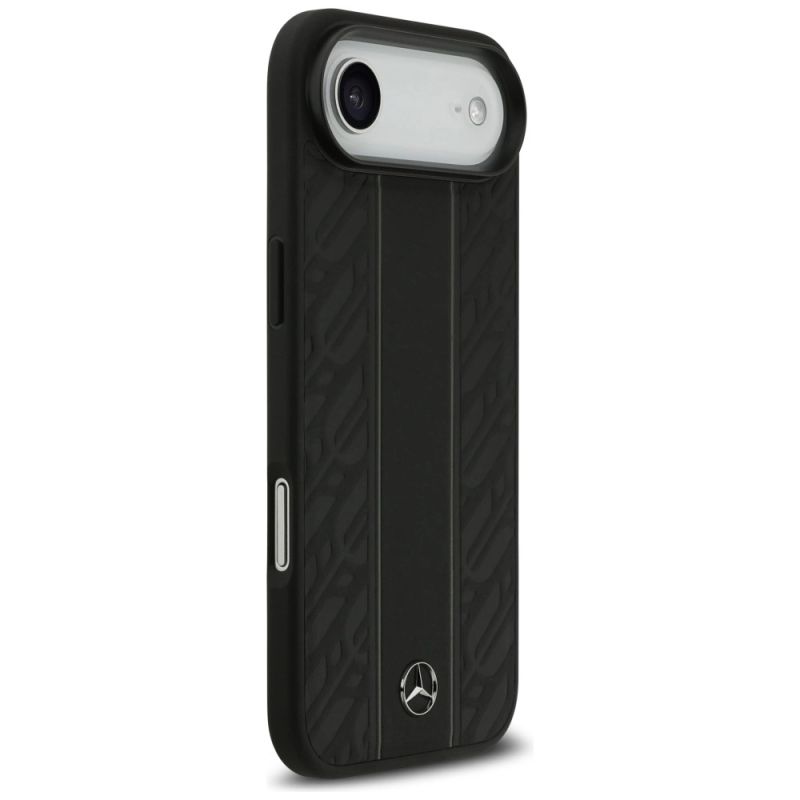 Etui Mercedes Leather Laurel Leaves Stripes MagSafe do iPhone 17 Air - czarne - obrazek 4