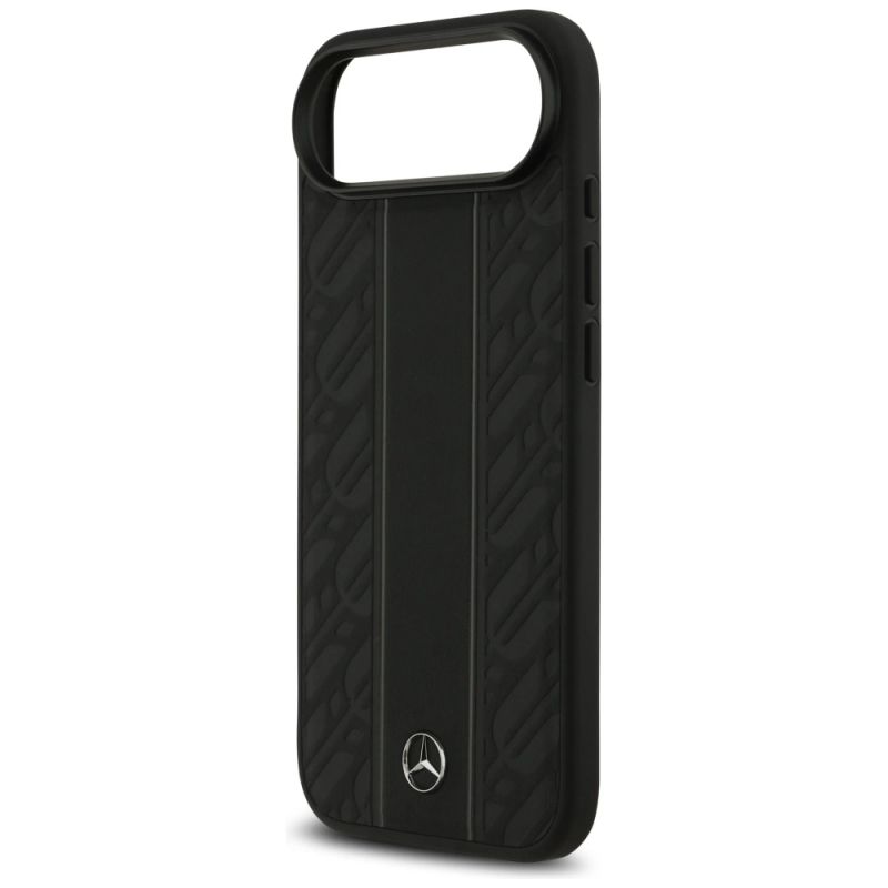 Etui Mercedes Leather Laurel Leaves Stripes MagSafe do iPhone 17 Air - czarne - obrazek 6