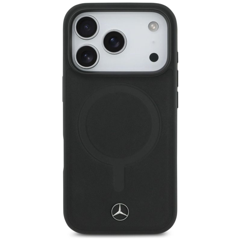 Etui Mercedes Plain Smooth Leather MagSafe do iPhone 17 Pro - czarne - obrazek 3