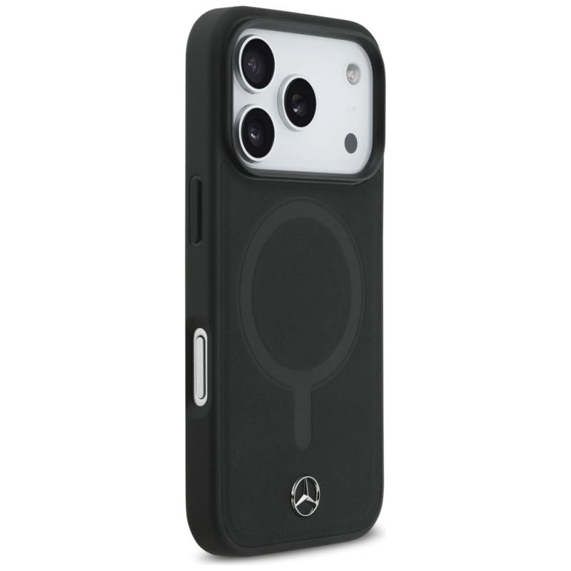Etui Mercedes Plain Smooth Leather MagSafe do iPhone 17 Pro - czarne - obrazek 4