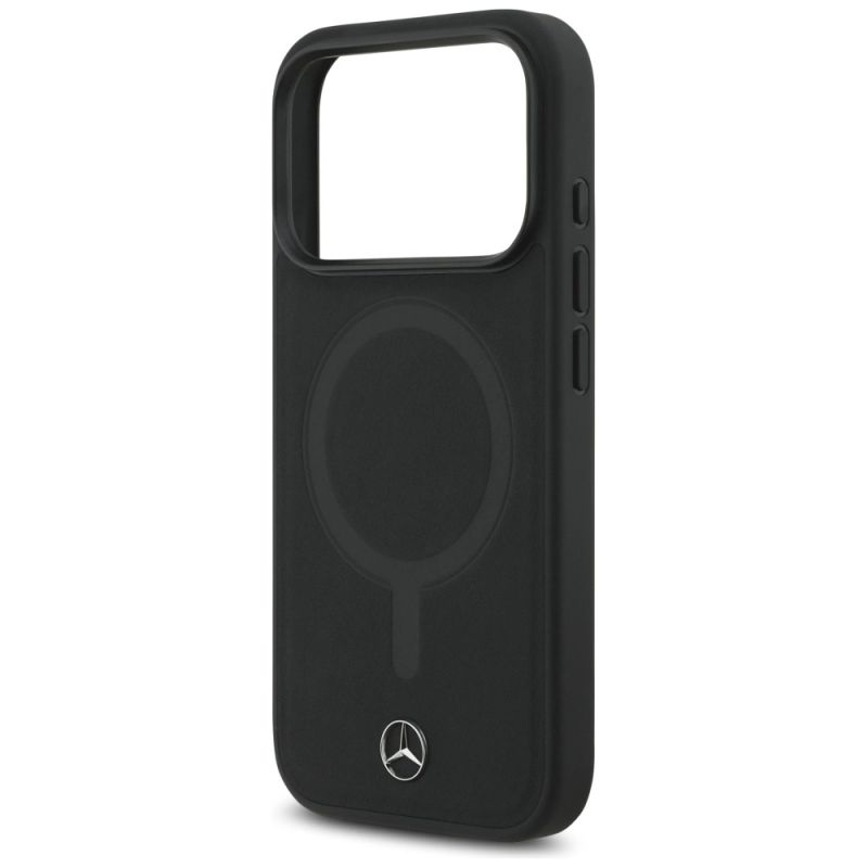 Etui Mercedes Plain Smooth Leather MagSafe do iPhone 17 Pro - czarne - obrazek 6