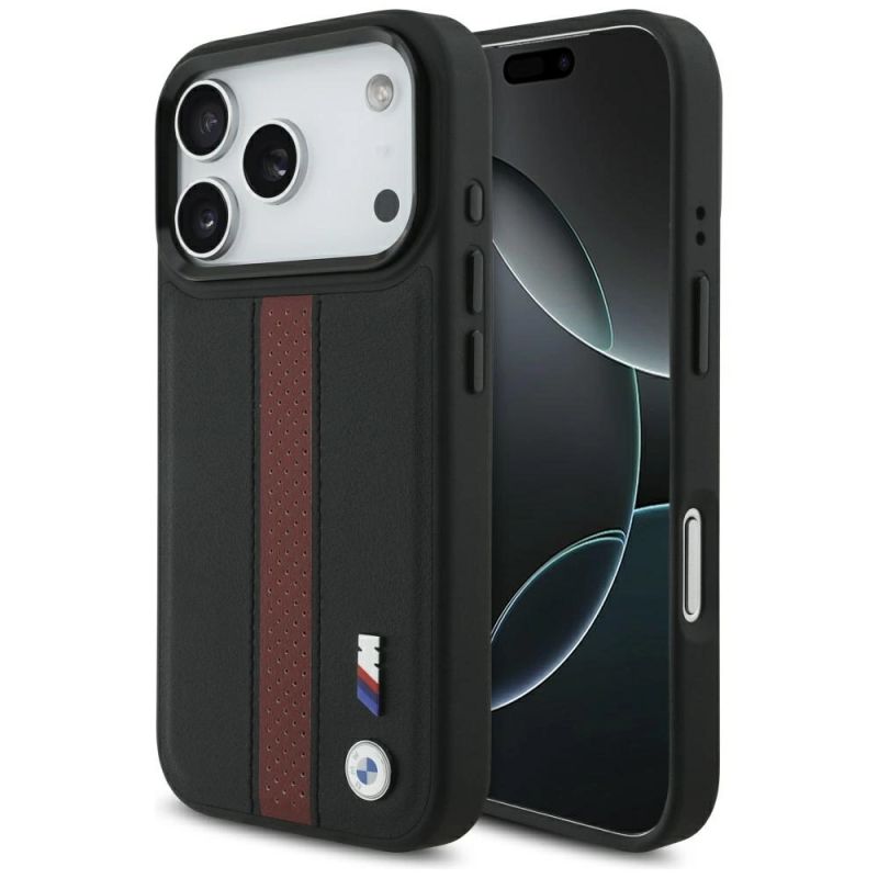 Etui BMW M Perforated Stripe Logo MagSafe na iPhone 17 Pro - czerwone