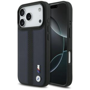 Etui BMW M Perforated Stripe Logo MagSafe na iPhone 17 Pro - granatowe