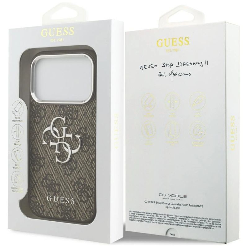 Etui Guess 4G Big 4G Classic Logo na iPhone 17 Pro brązowy - srebrne - obrazek 8