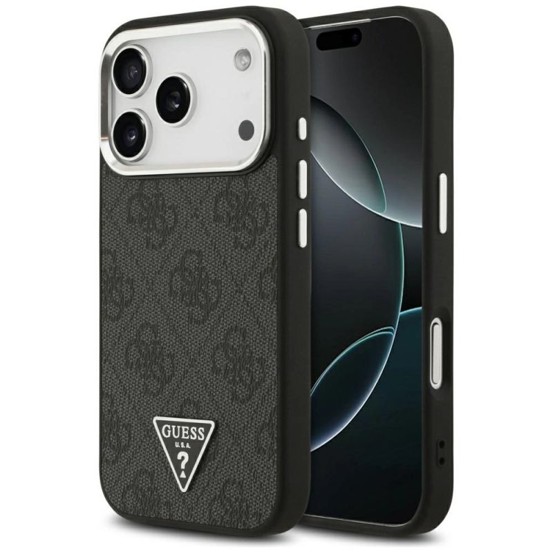 Etui Guess 4G Triangle Logo MagSafe na iPhone 17 Pro - czarne