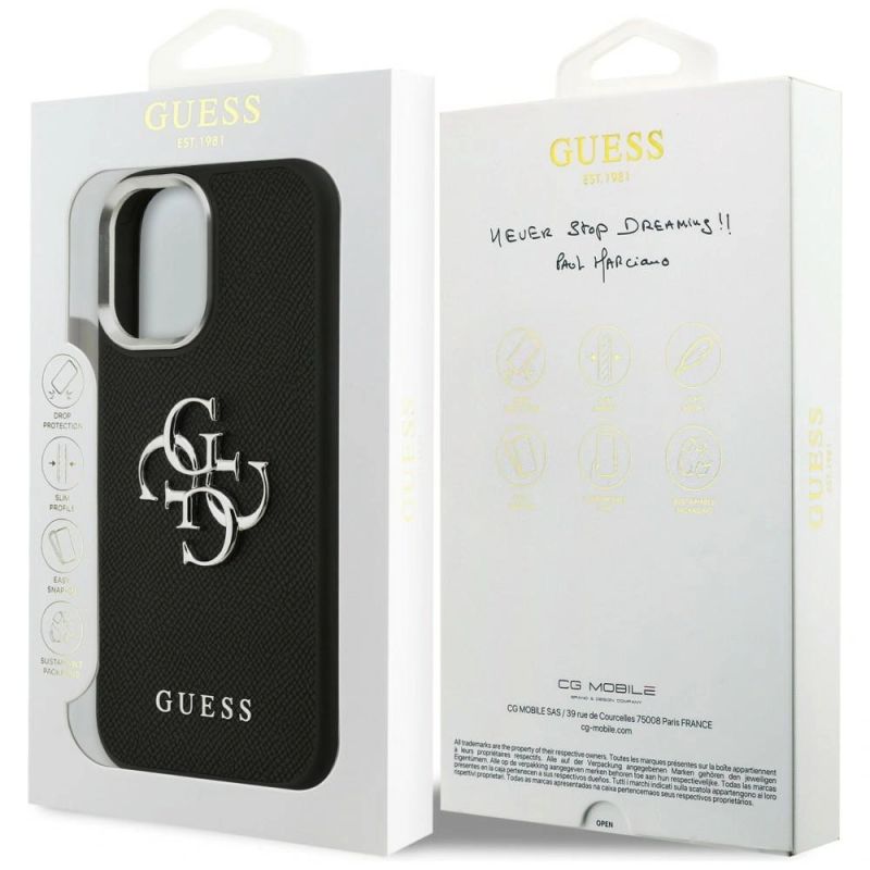 Etui Guess Grained Big 4G Classic Logo na iPhone 17 - czarne - obrazek 16