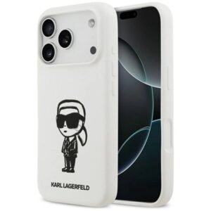 Etui Karl Lagerfeld Silicone Karl Sketch & Logo MagSafe na iPhone 17 Pro - białe