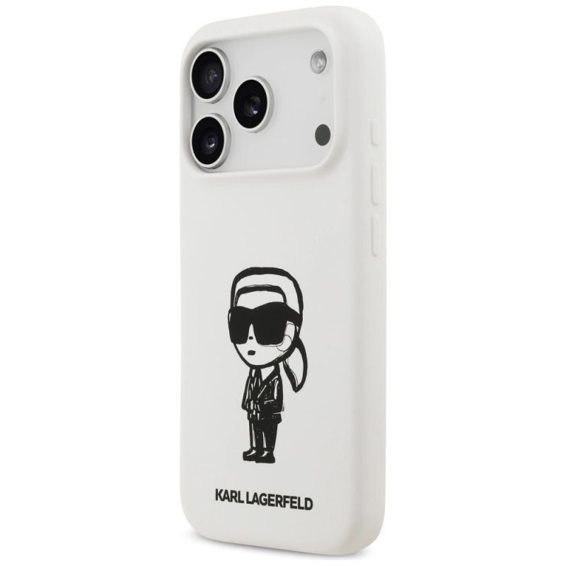 Etui Karl Lagerfeld Silicone Karl Sketch & Logo MagSafe na iPhone 17 Pro - białe - obrazek 2
