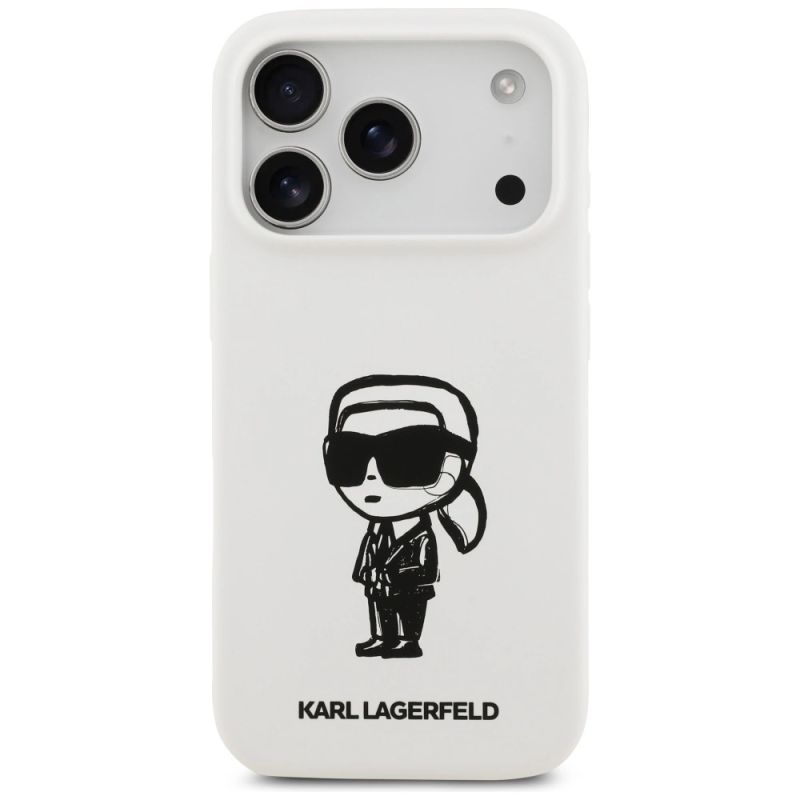 Etui Karl Lagerfeld Silicone Karl Sketch & Logo MagSafe na iPhone 17 Pro - białe - obrazek 3