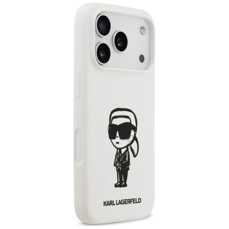 Etui Karl Lagerfeld Silicone Karl Sketch & Logo MagSafe na iPhone 17 Pro - białe - obrazek 4