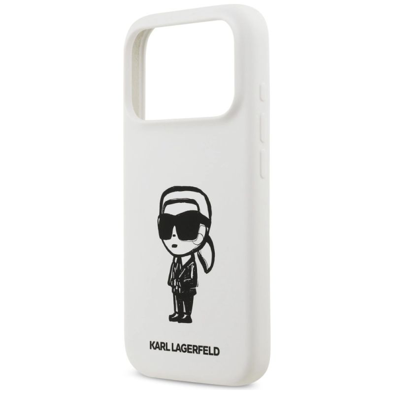 Etui Karl Lagerfeld Silicone Karl Sketch & Logo MagSafe na iPhone 17 Pro - białe - obrazek 6