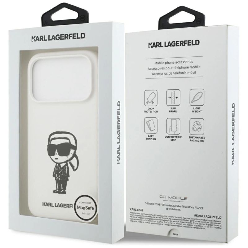 Etui Karl Lagerfeld Silicone Karl Sketch & Logo MagSafe na iPhone 17 Pro - białe - obrazek 8
