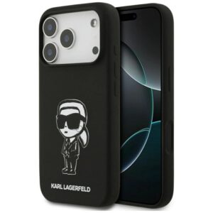 Etui Karl Lagerfeld Silicone Karl Sketch & Logo MagSafe na iPhone 17 Pro - czarne