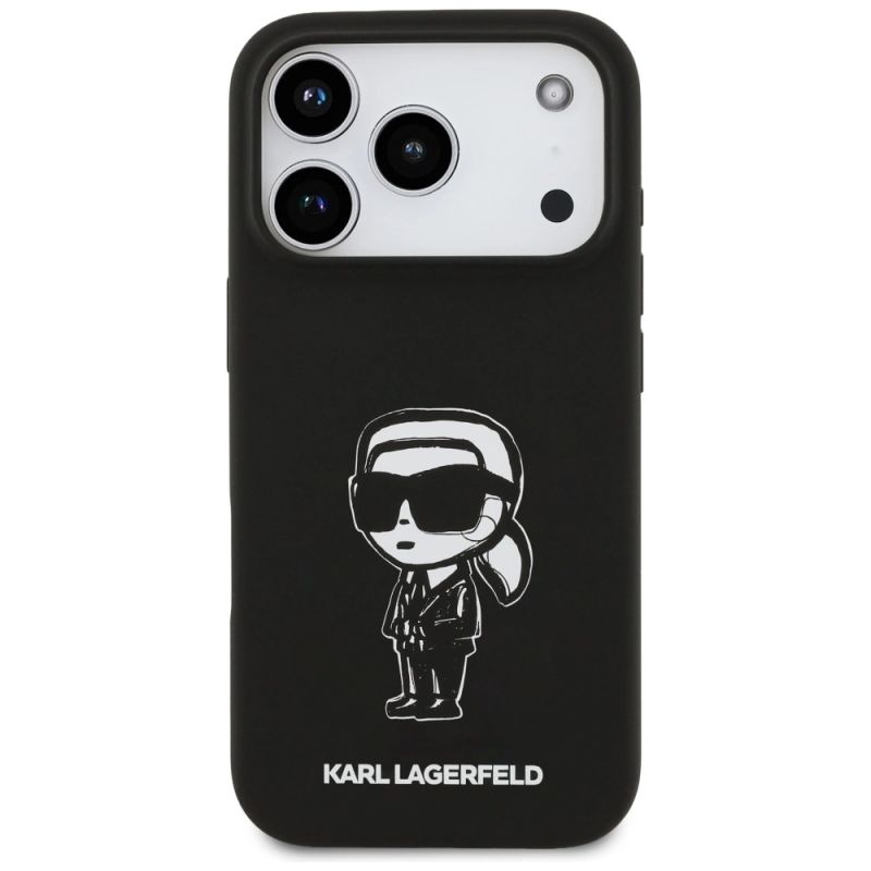 Etui Karl Lagerfeld Silicone Karl Sketch & Logo MagSafe na iPhone 17 Pro - czarne - obrazek 3