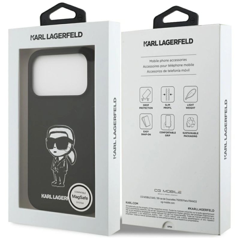 Etui Karl Lagerfeld Silicone Karl Sketch & Logo MagSafe na iPhone 17 Pro - czarne - obrazek 8