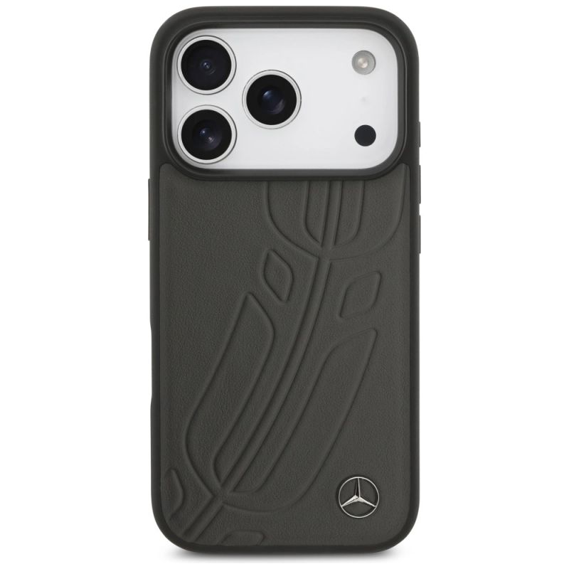 Etui Mercedes Leather Large Laurel Leave MagSafe na iPhone 17 Pro - czarno-szary - obrazek 3