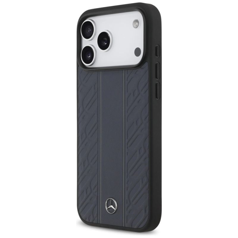 Etui Mercedes Leather Laurel Leaves Stripes MagSafe na iPhone 17 Pro Max - niebieskie - obrazek 2
