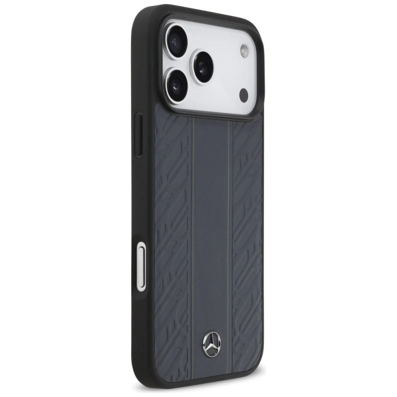 Etui Mercedes Leather Laurel Leaves Stripes MagSafe na iPhone 17 Pro Max - niebieskie - obrazek 4
