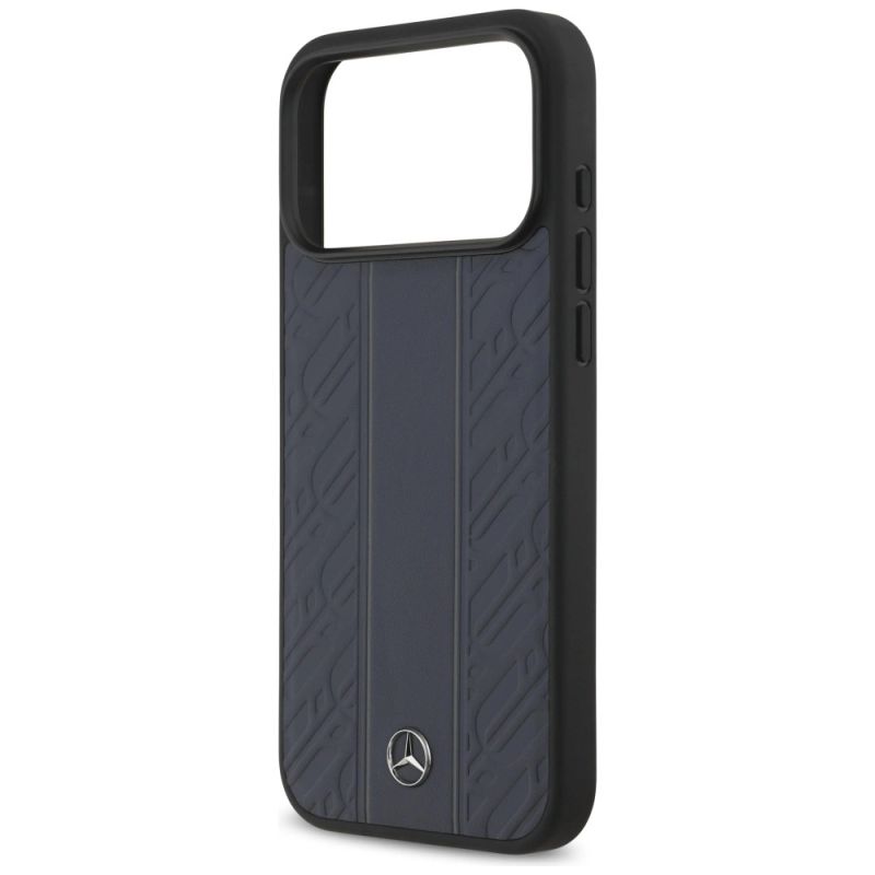 Etui Mercedes Leather Laurel Leaves Stripes MagSafe na iPhone 17 Pro Max - niebieskie - obrazek 6