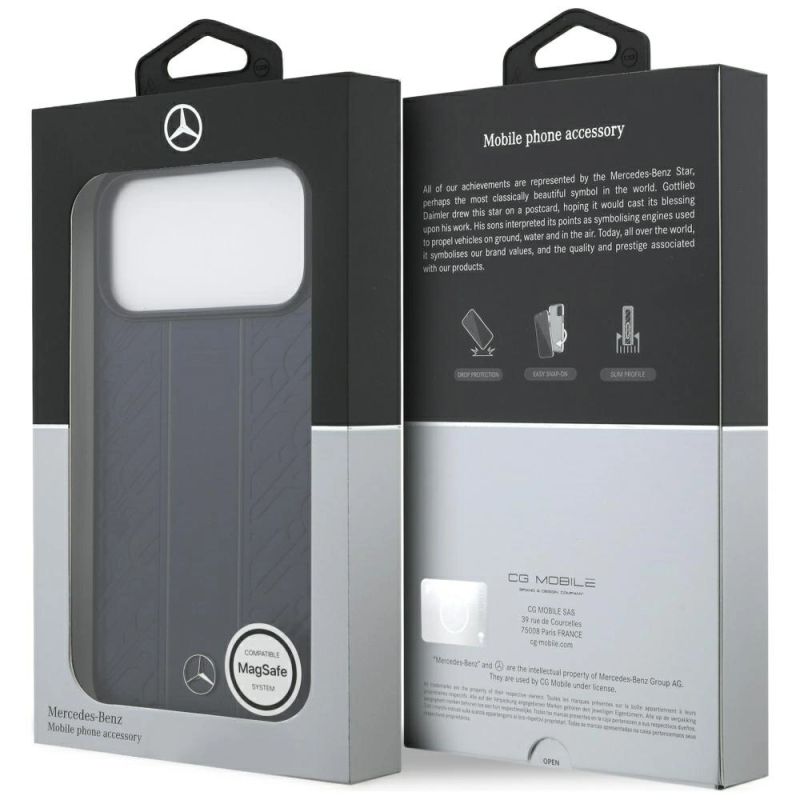 Etui Mercedes Leather Laurel Leaves Stripes MagSafe na iPhone 17 Pro Max - niebieskie - obrazek 8