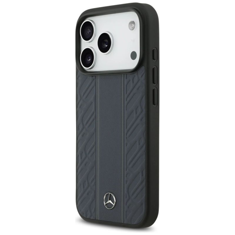 Etui Mercedes Leather Laurel Leaves Stripes MagSafe na iPhone 17 Pro - niebieskie - obrazek 2