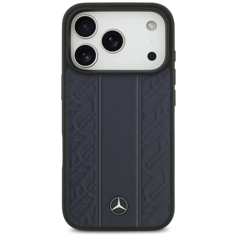 Etui Mercedes Leather Laurel Leaves Stripes MagSafe na iPhone 17 Pro - niebieskie - obrazek 3