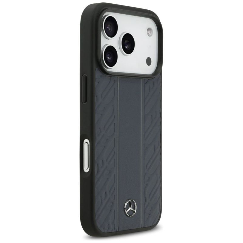 Etui Mercedes Leather Laurel Leaves Stripes MagSafe na iPhone 17 Pro - niebieskie - obrazek 4
