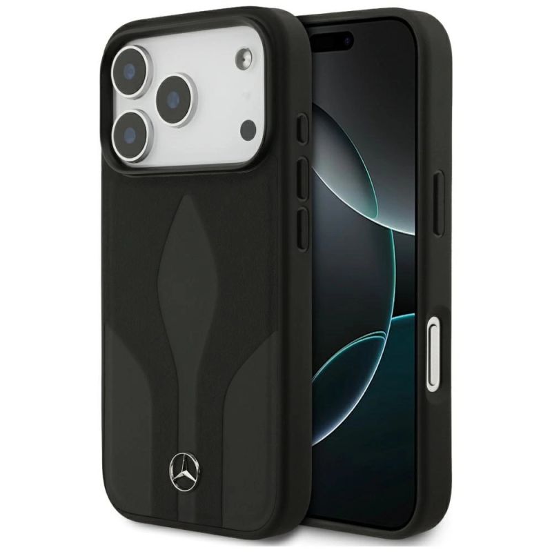 Etui Mercedes Leather The Move MagSafe na iPhone 17 Pro - czarne