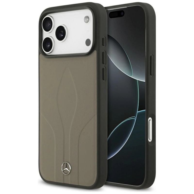 Etui Mercedes Leather The Move MagSafe na iPhone 17 Pro Max - beżowe