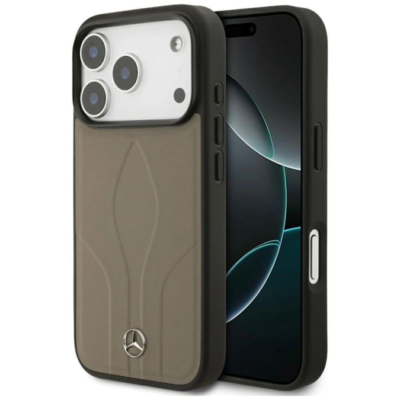 Etui Mercedes Leather The Move MagSafe na iPhone 17 Pro - beżowe