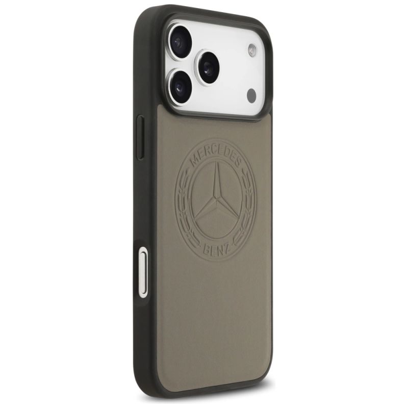 Etui Mercedes Leather Vintage Logo MagSafe na iPhone 17 Pro Max - beżowe - obrazek 4