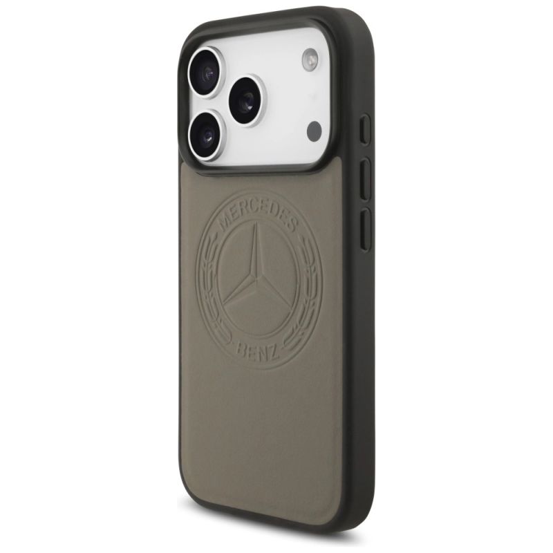 Etui Mercedes Leather Vintage Logo MagSafe na iPhone 17 Pro - beżowe - obrazek 2